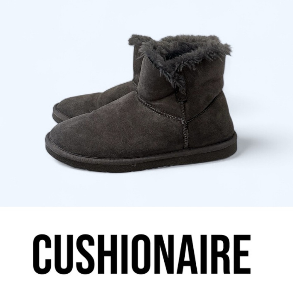 CUSHIONAIRE Gray Suede Heathrow Pull‎ on Cozy Boot, Size 7.5, MSRP $50
